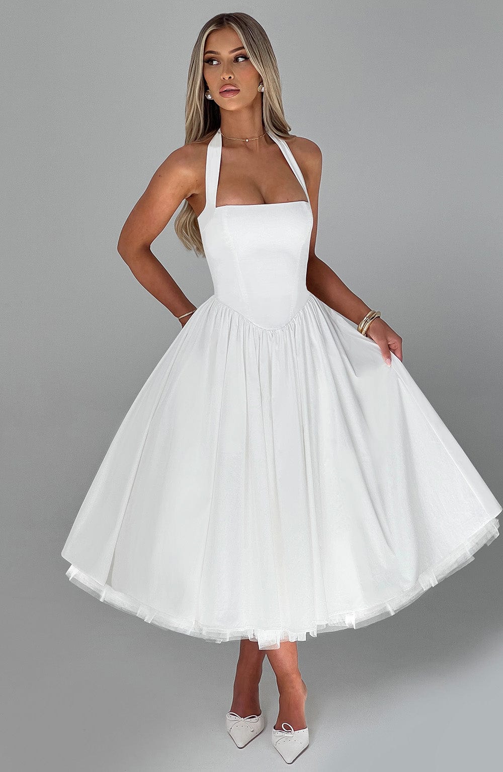 The Hills Nashville Chloe Women's Wedding Guest Halter Midi Dress