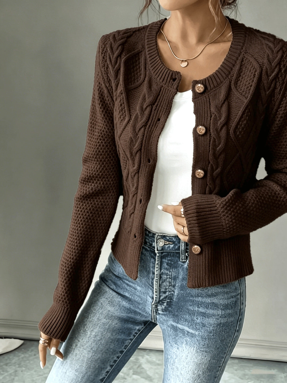 Harper & Wells Women's Eleanora Cable-Knit Button-Front Cardigan