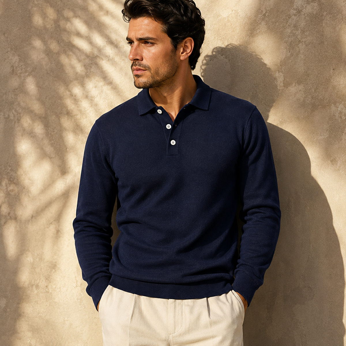 Unisex Grayson Polo Long-Sleeve Knit