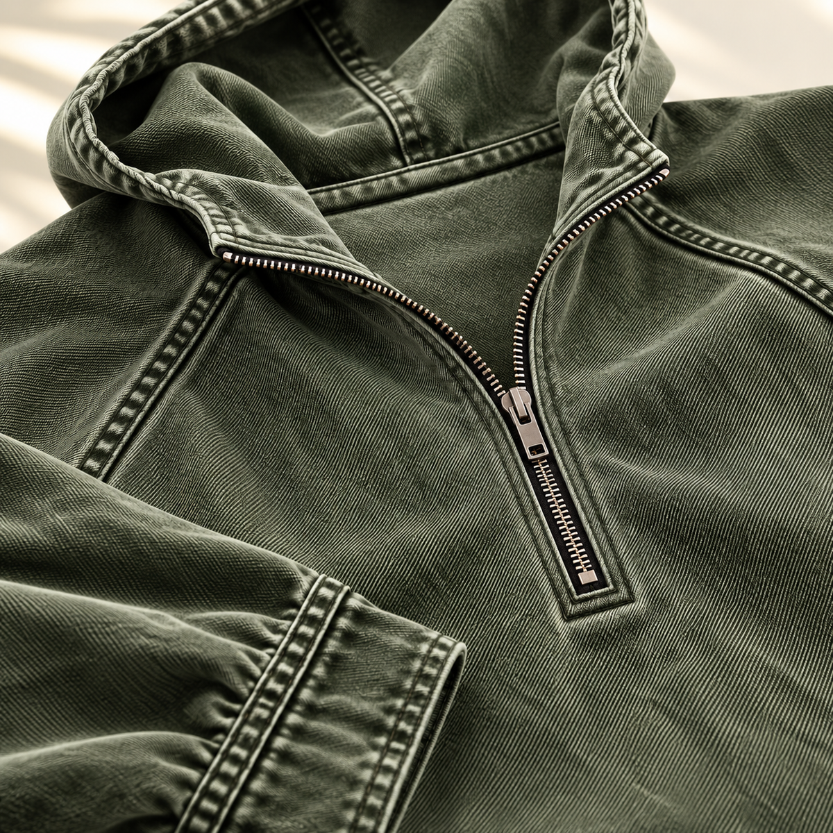 Men's Jacob Washed Zip Hoodie Kangaroo Pocket