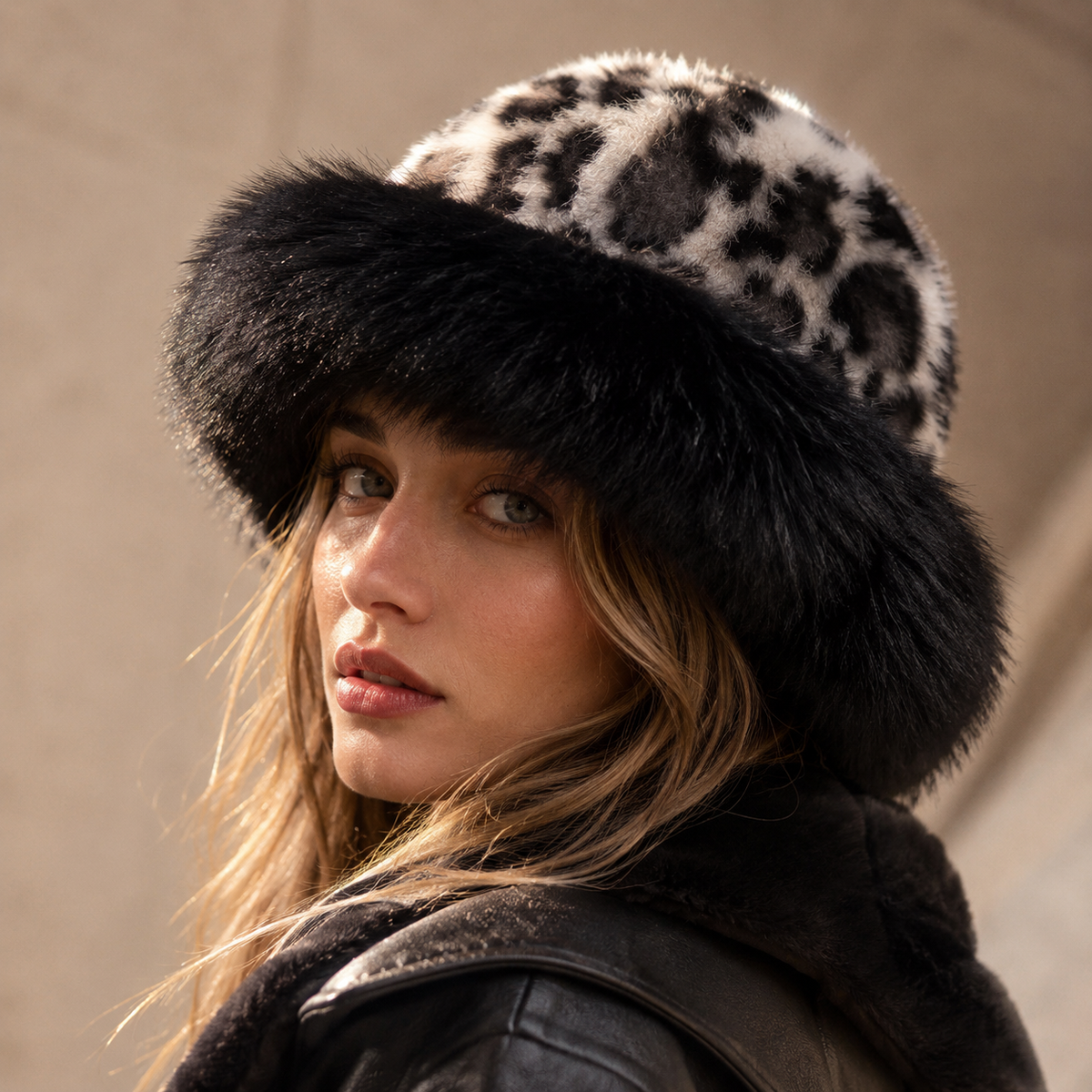 Unisex Cleo Leopard Fur Hat