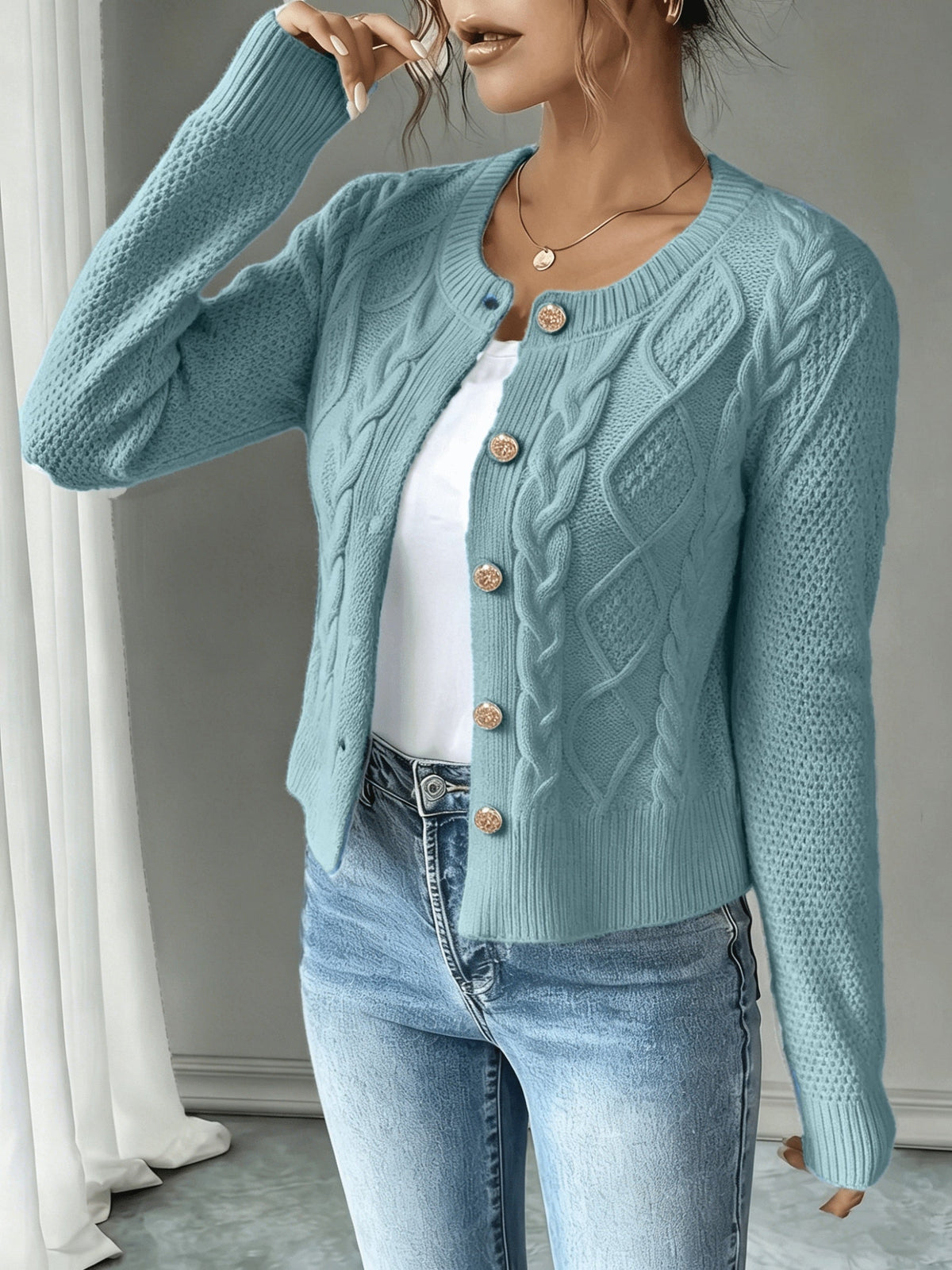 Harper & Wells Women's Eleanora Cable-Knit Button-Front Cardigan