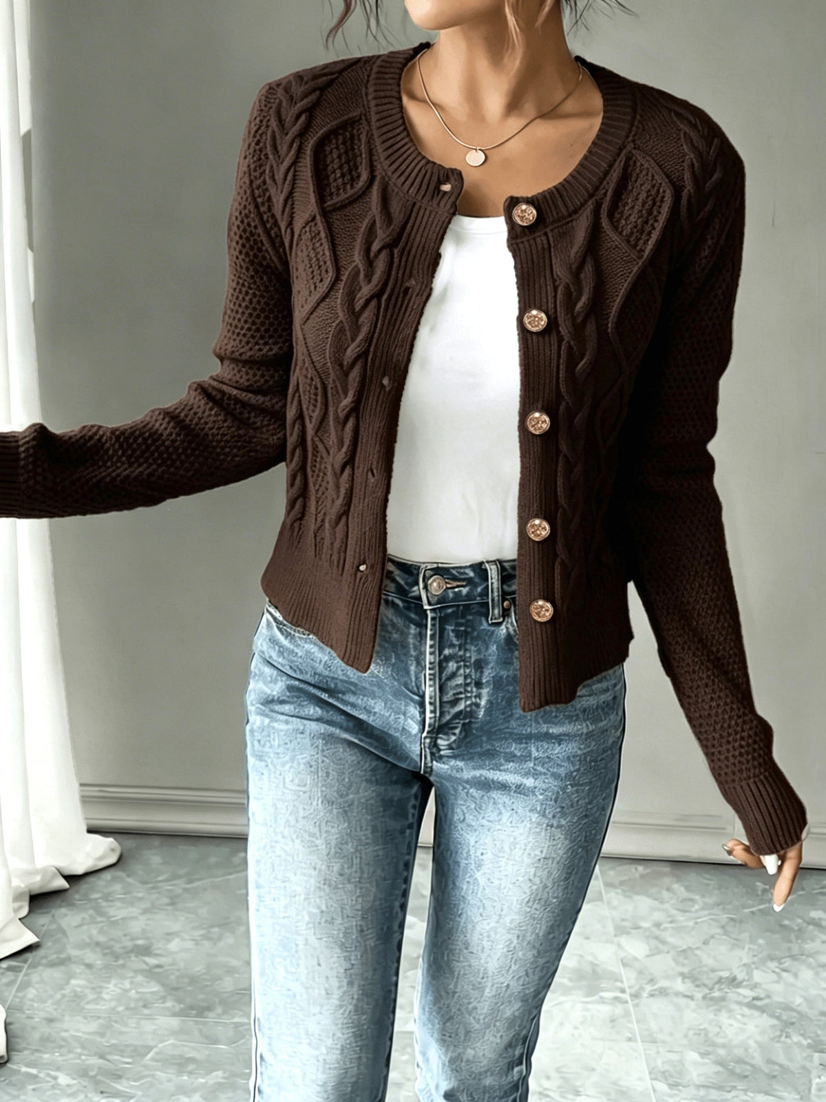 Harper & Wells Women's Eleanora Cable-Knit Button-Front Cardigan