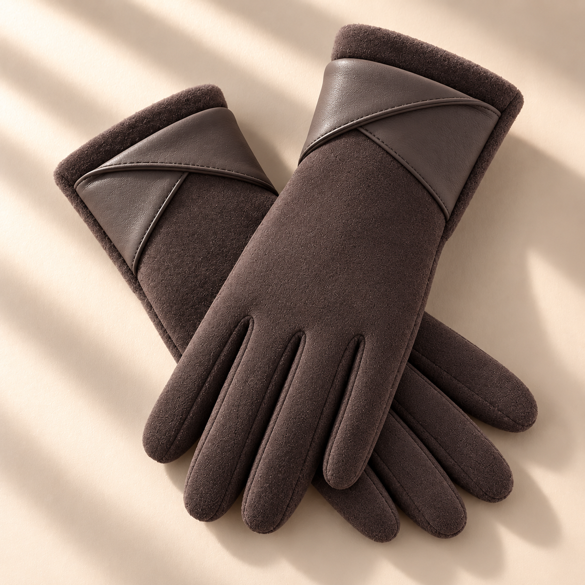 Unisex Helena Wrap Cuff Gloves Suede