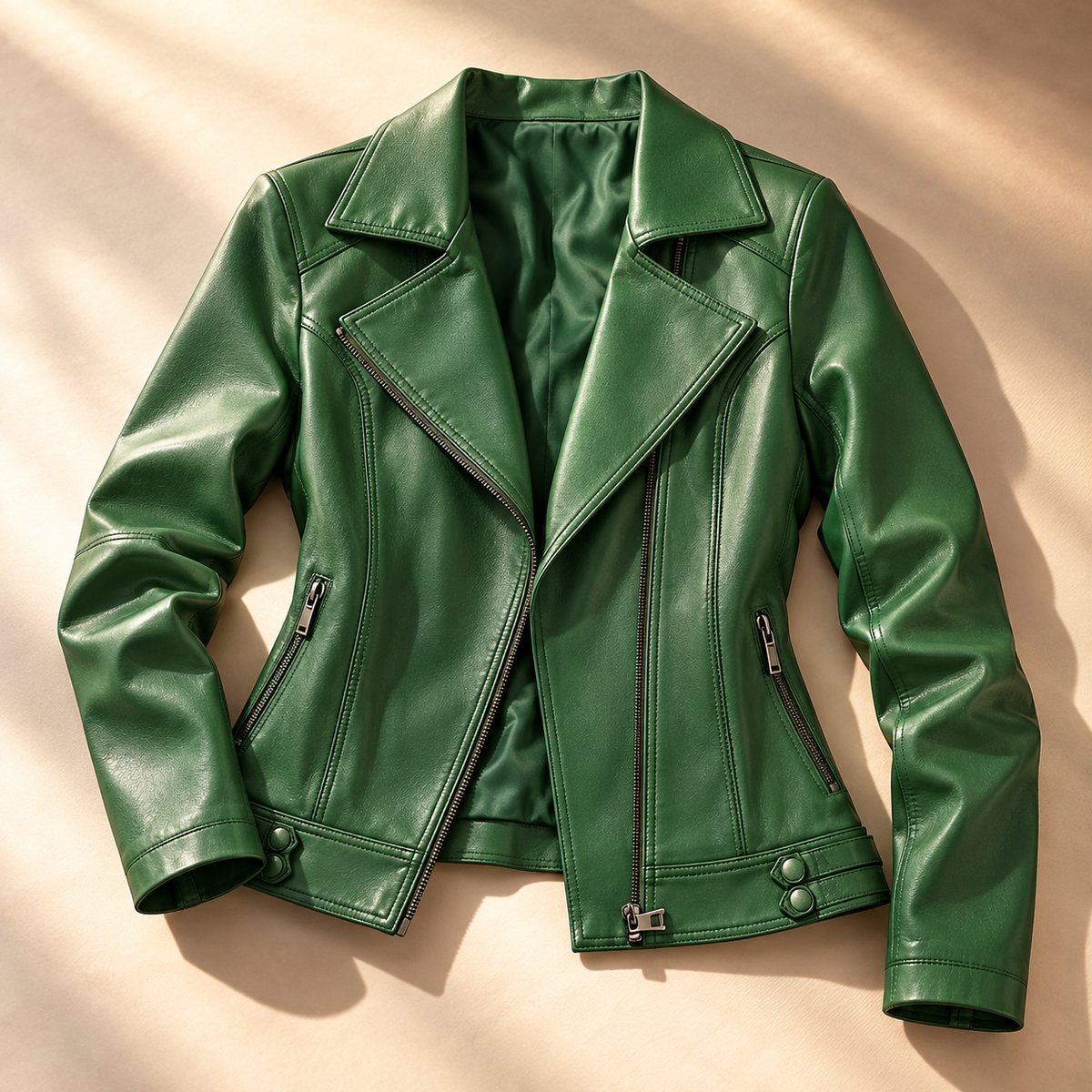 Unisex Francesca Lapel Moto Jacket Faux Leather