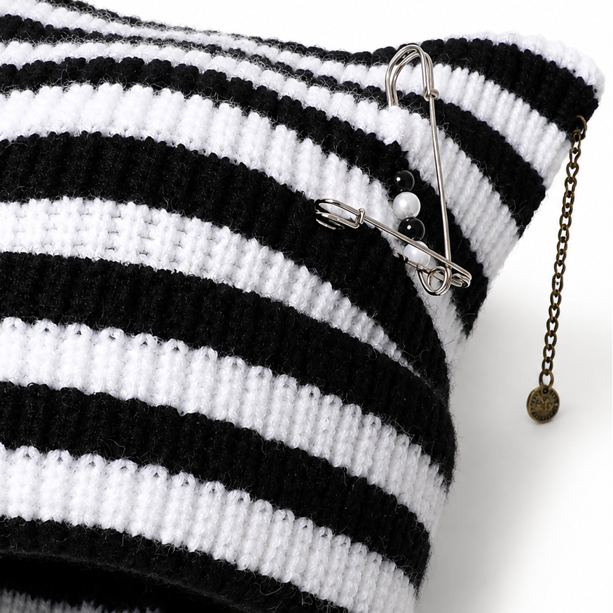 Unisex Suki Cat-Ear Beanie Ribbed Knit