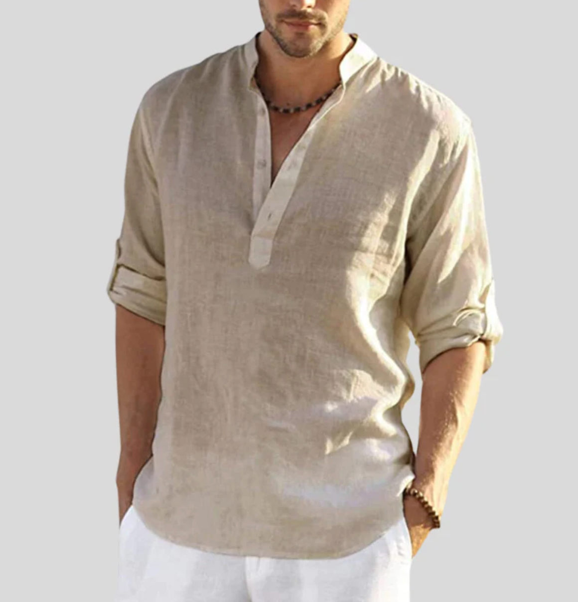 James New York Christopher Men's Relaxed Shirt with Open Collar