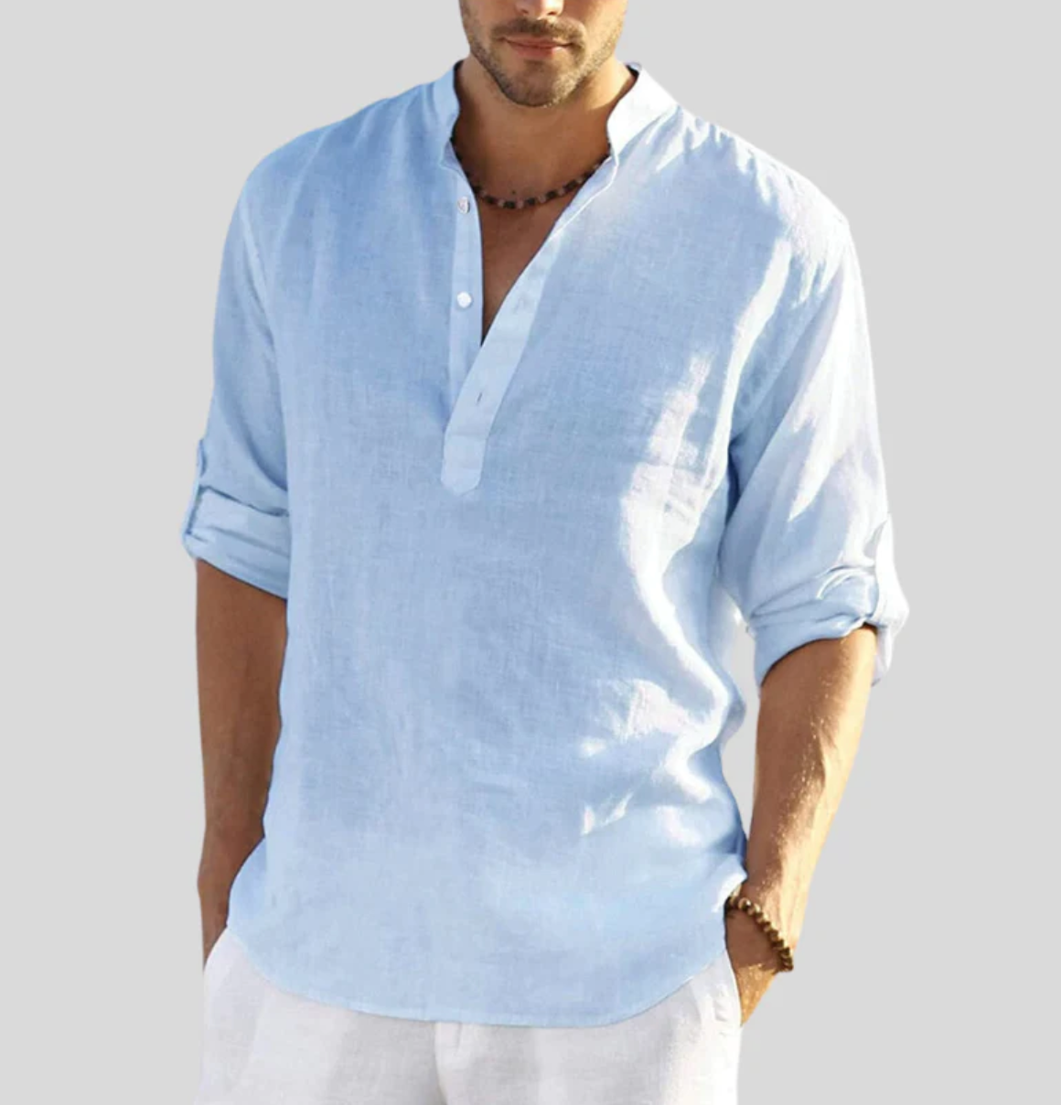 James New York Christopher Men's Relaxed Shirt with Open Collar