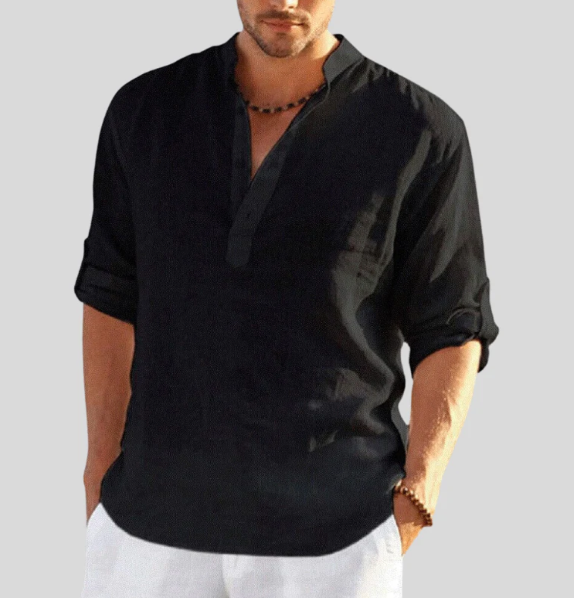 James New York Christopher Men's Relaxed Shirt with Open Collar