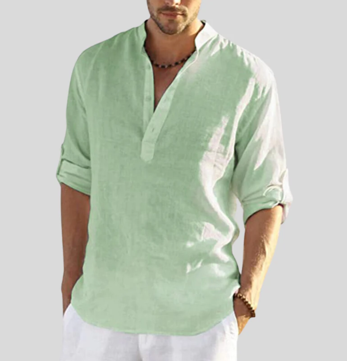 James New York Christopher Men's Relaxed Shirt with Open Collar