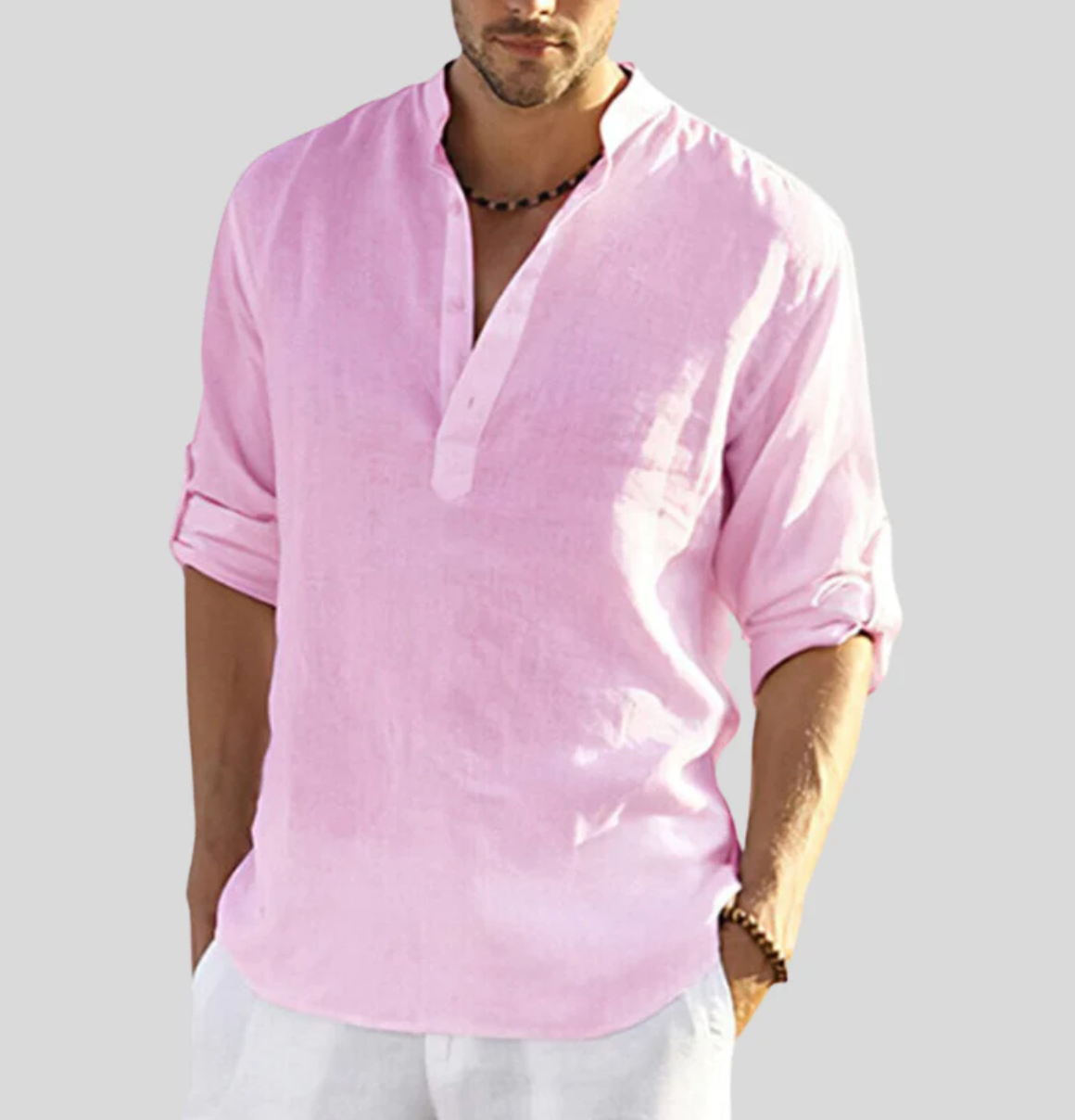 James New York Christopher Men's Relaxed Shirt with Open Collar