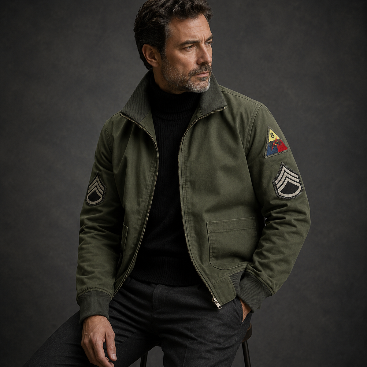 Haven Beck Men's Winslow Military Inspired Bomber Jacket