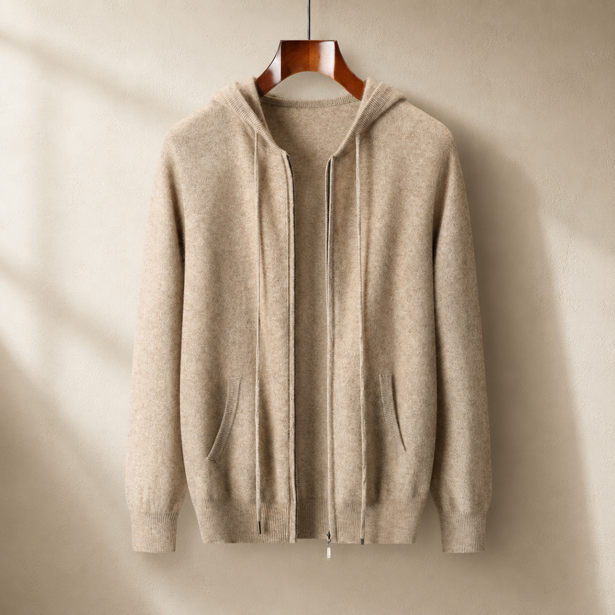 Men's Callum Cashmere Zip-Front Knit Hoodie