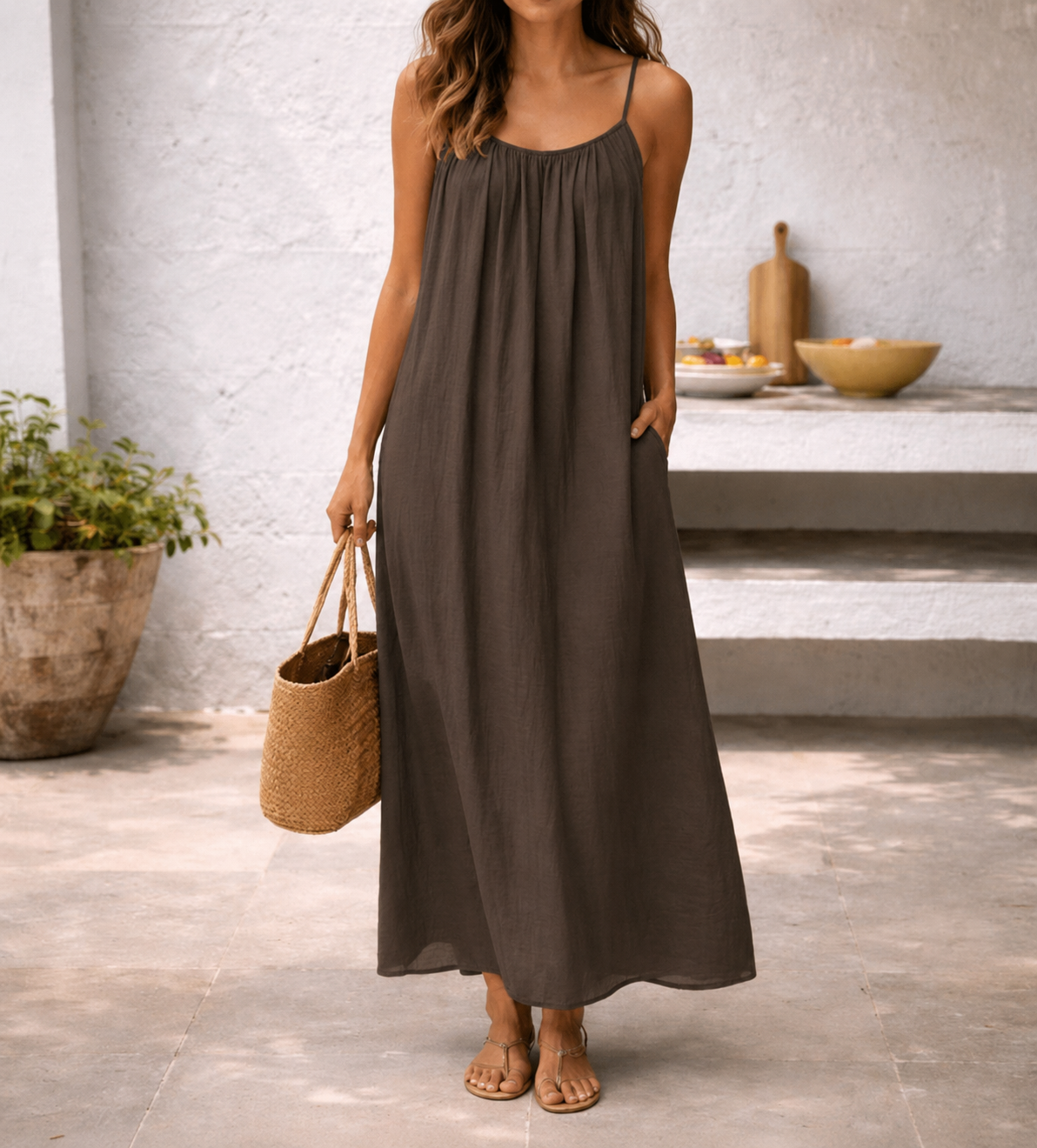 Mayberry Lena Women's Spaghetti Strap Maxi Sundress