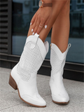 Women's Perforated Block Heel Cowboy Boots