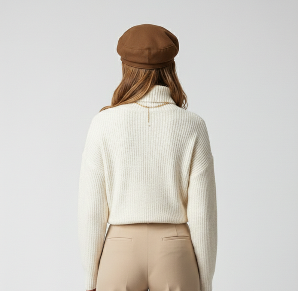 Women’s Faux Leather Beret Hat – Vintage French Style with Metal Buckle