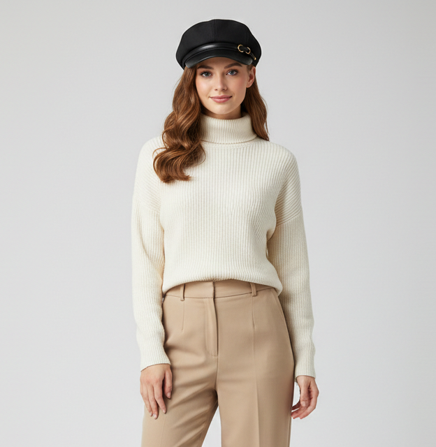 Women’s Faux Leather Newsboy Hat – Classic Parisian Style Cap