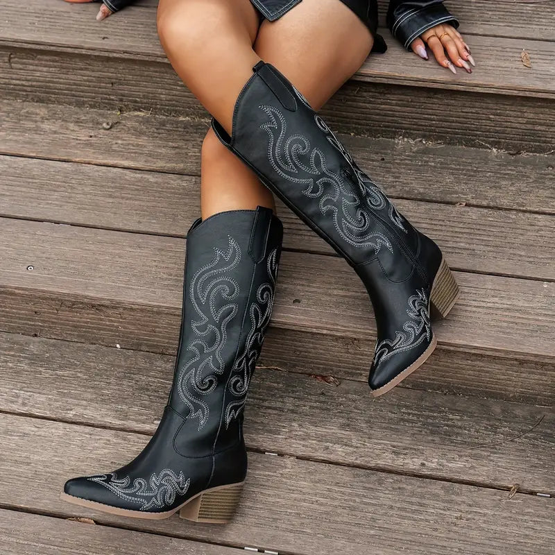 Women's Ginger Embroidered Knee-High Cowboy Boots