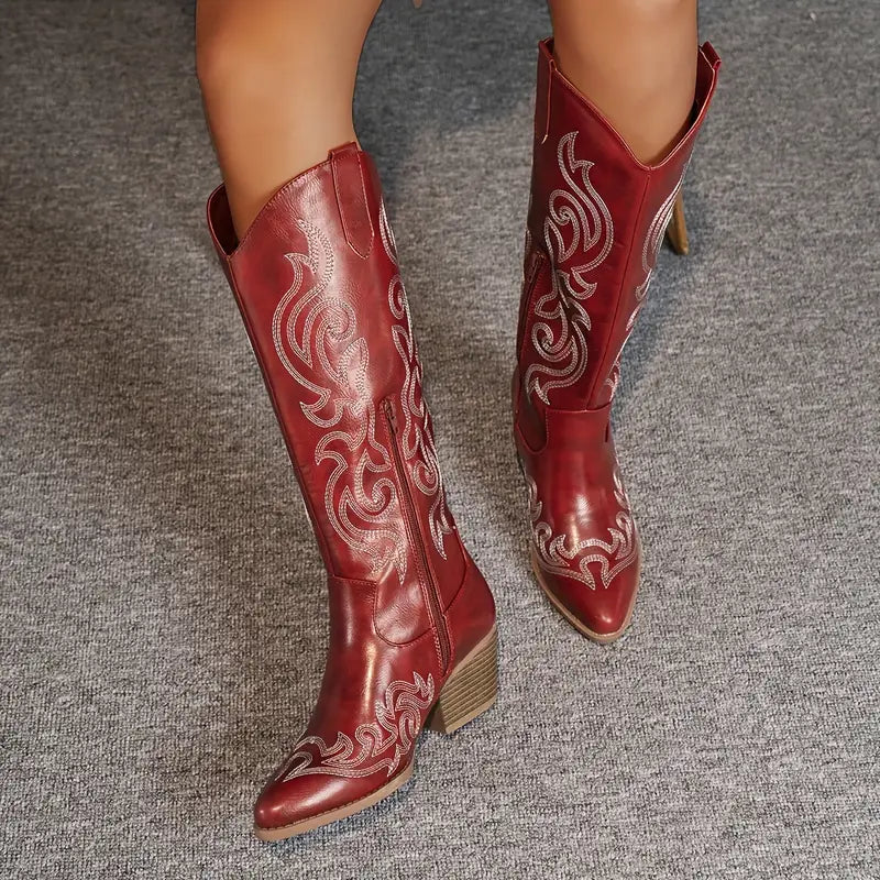 Women's Ginger Embroidered Knee-High Cowboy Boots