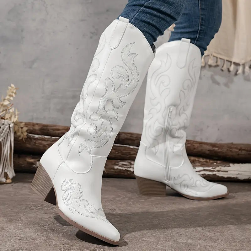 Women's Ginger Embroidered Knee-High Cowboy Boots