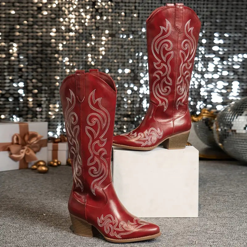 Women's Ginger Embroidered Knee-High Cowboy Boots