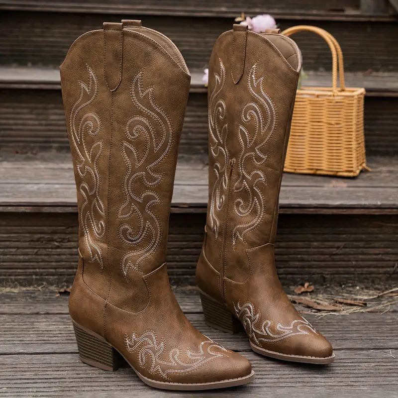 Women's Ginger Embroidered Knee-High Cowboy Boots