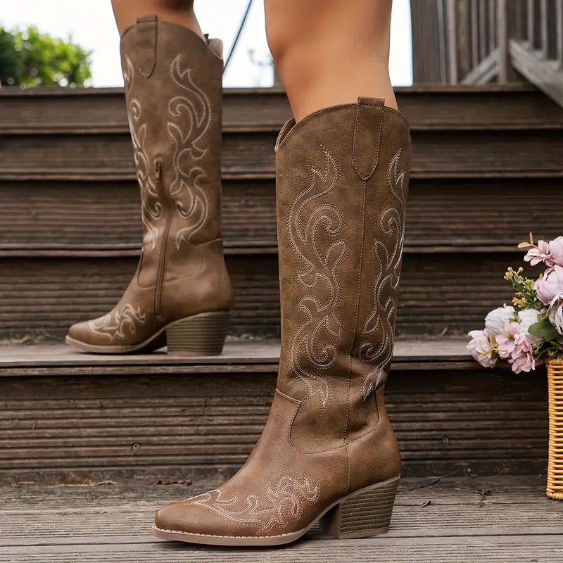 Women's Ginger Embroidered Knee-High Cowboy Boots