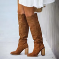 Women's Pointed Toe Suede-Look Knee-High Boots