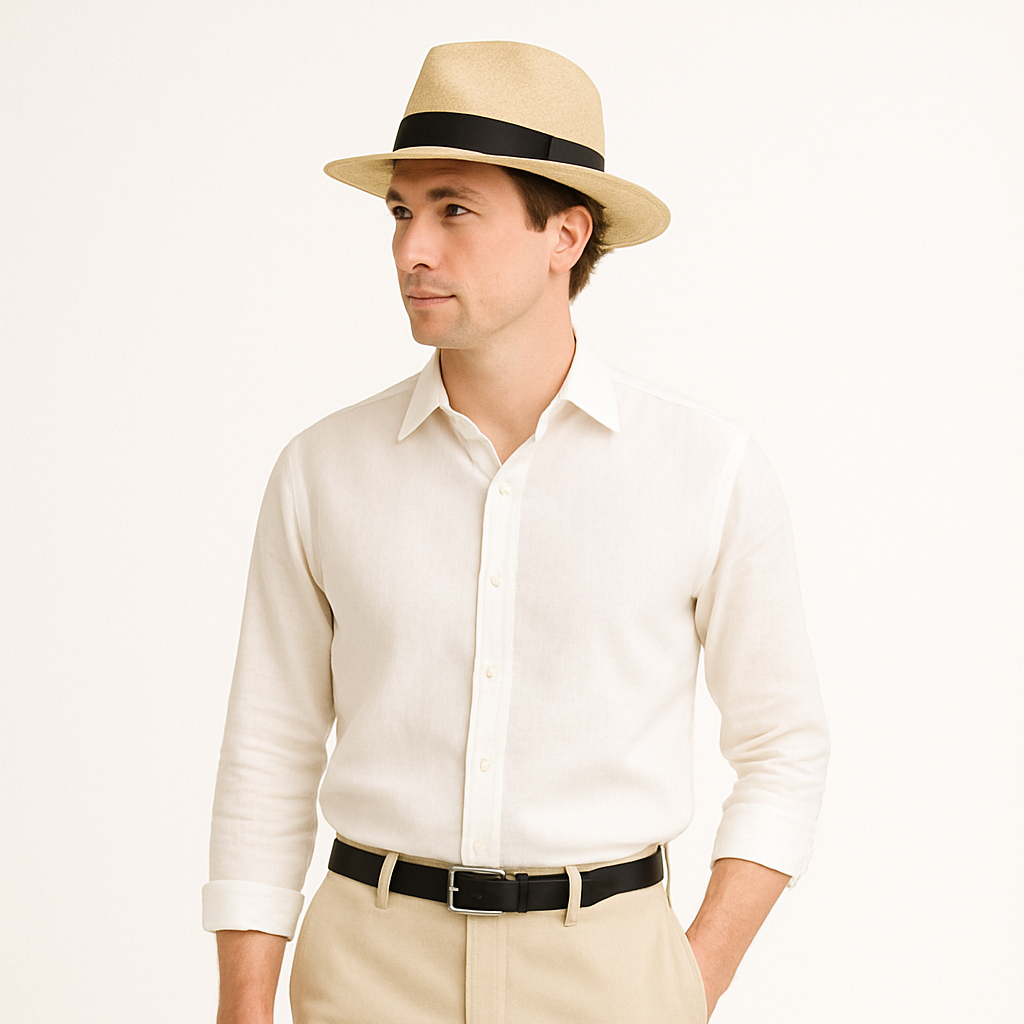 LumiNovi Panama Hat for Men Wide Brim Handwoven Straw