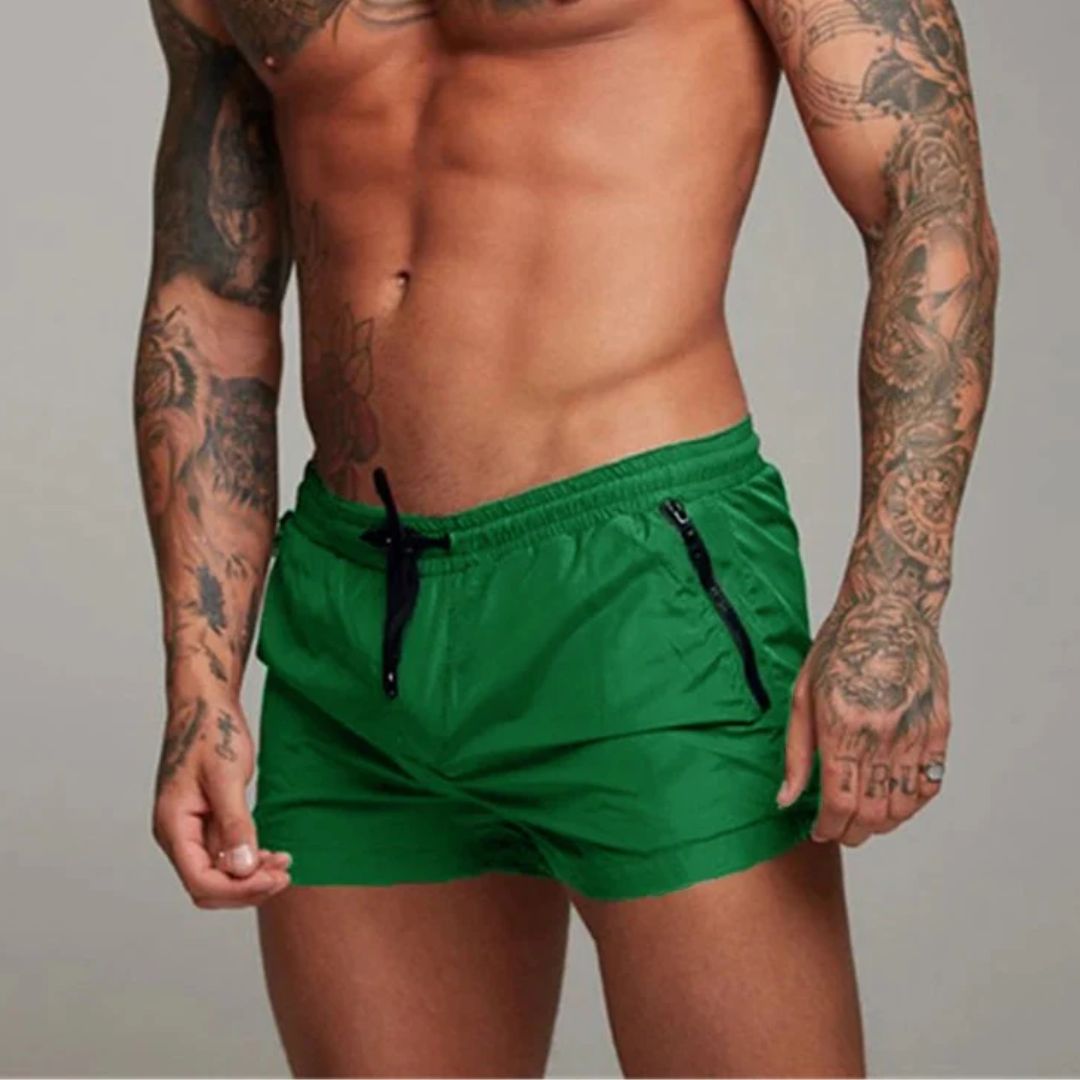 LumiNovi Men's Quick-Dry Swim Shorts with Zip Pockets