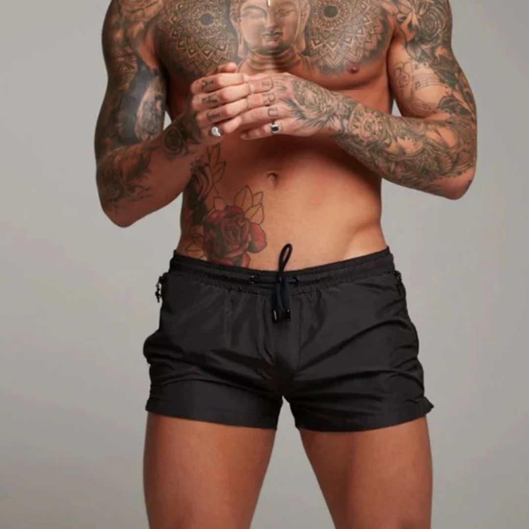 LumiNovi Men's Quick-Dry Swim Shorts with Zip Pockets