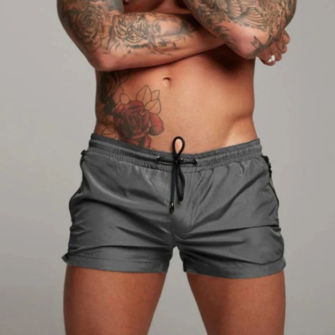 LumiNovi Men's Quick-Dry Swim Shorts with Zip Pockets