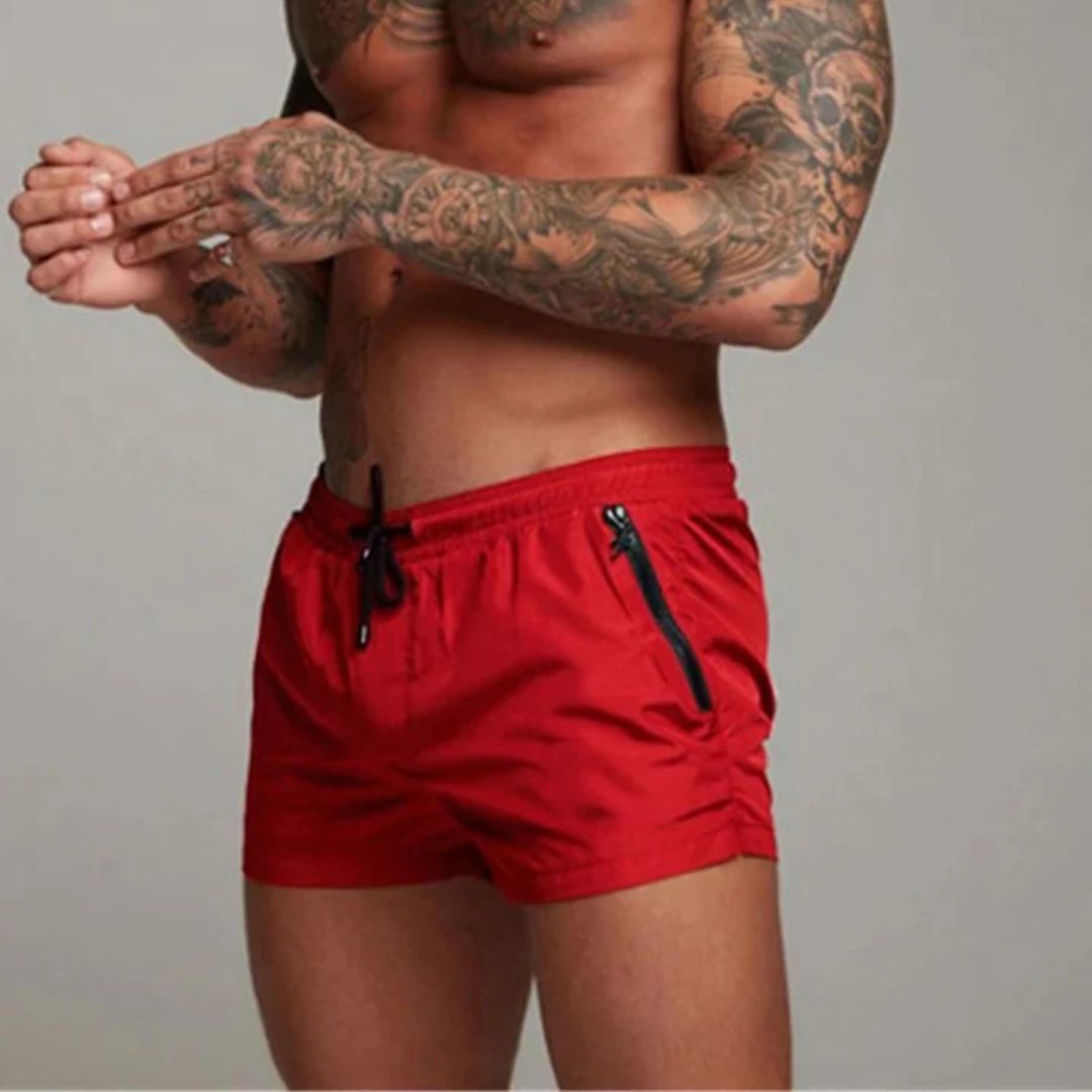 LumiNovi Men's Quick-Dry Swim Shorts with Zip Pockets
