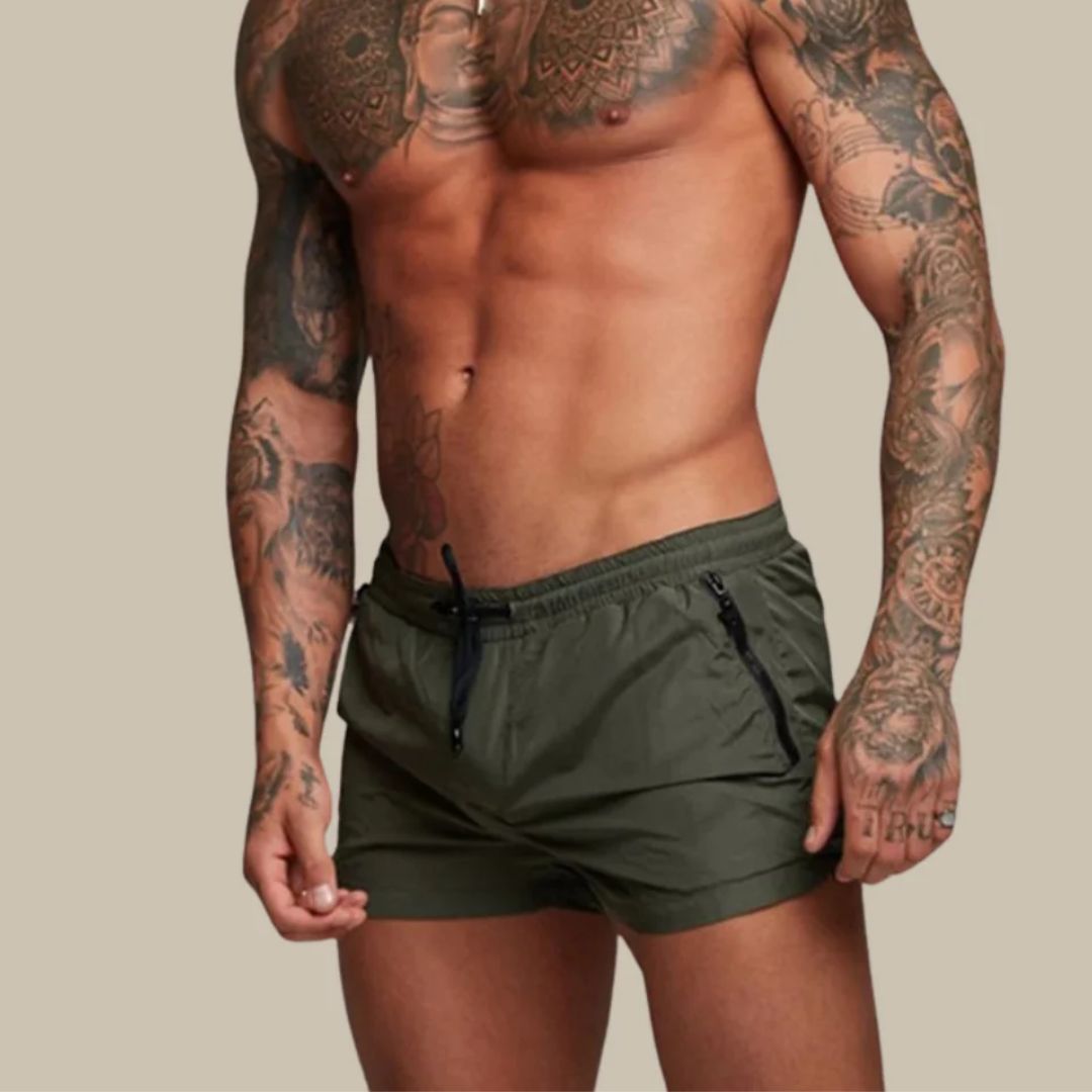 LumiNovi Men's Quick-Dry Swim Shorts with Zip Pockets