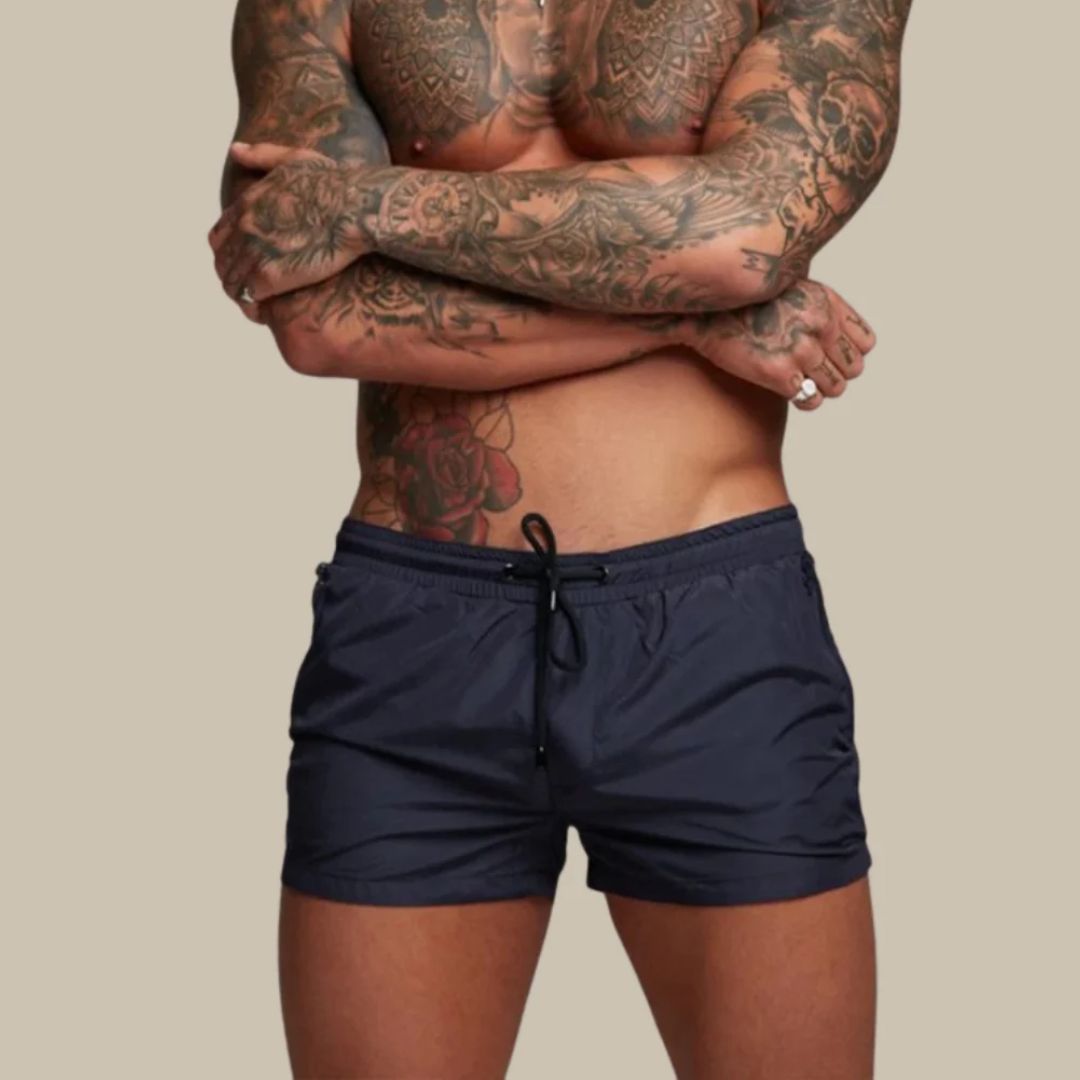 LumiNovi Men's Quick-Dry Swim Shorts with Zip Pockets