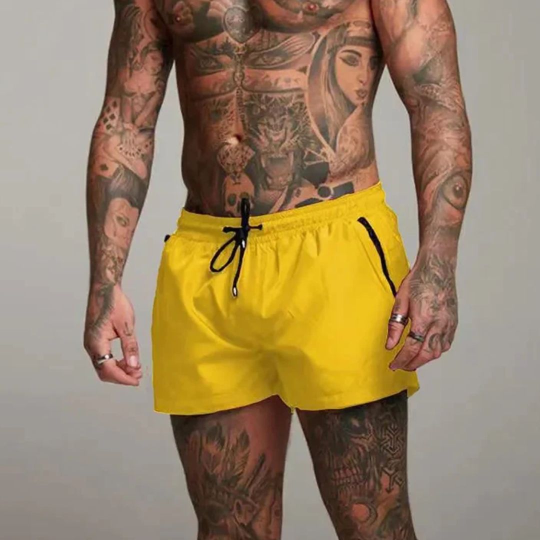 LumiNovi Men's Quick-Dry Swim Shorts with Zip Pockets