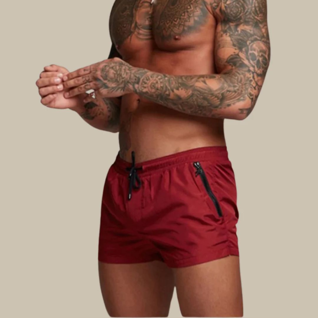 LumiNovi Men's Quick-Dry Swim Shorts with Zip Pockets