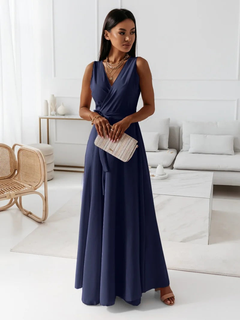 The Hills Nashville Hailey Women's Sleeveless Wrap Maxi Wedding Guest Dress