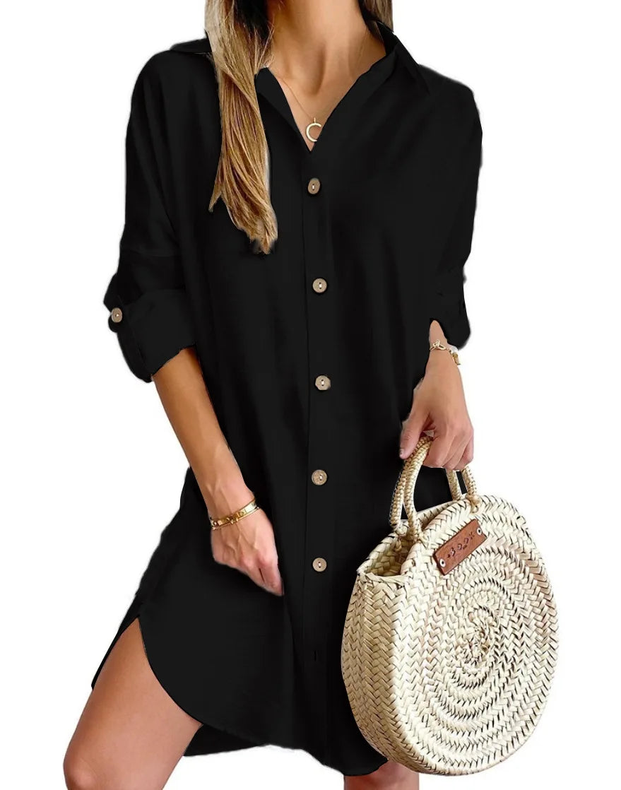Haven Beck Gracia Button Up Shirt Dress Long Sleeve Mini