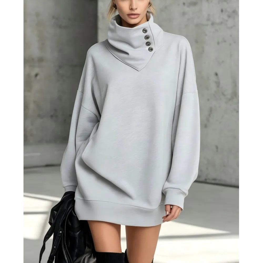 Haven Beck Women's Adaline Button Sweatshirt Dress