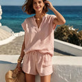 Haven Beck Celandine Linen Blend Drawstring Shorts Set