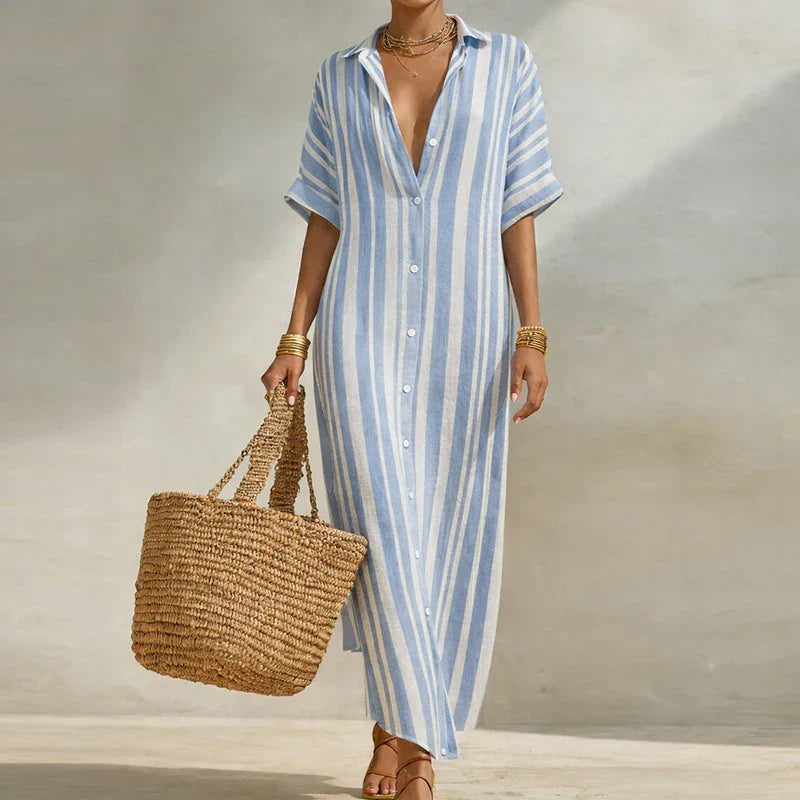 Haven Beck Olivia Linen Long Shirt Dress