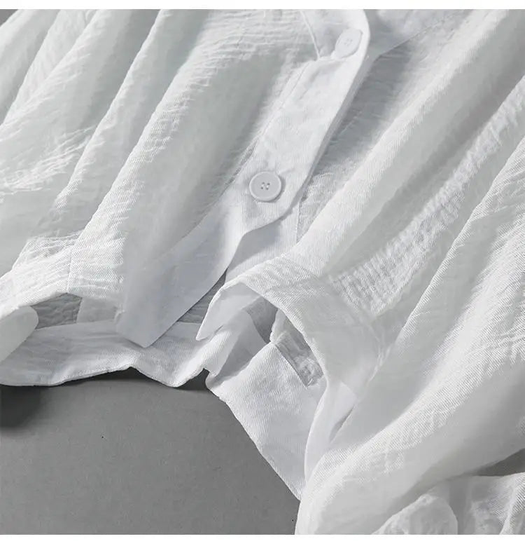 Haven Beck Eliana Cotton-Linen V-Neck Summer Blouse