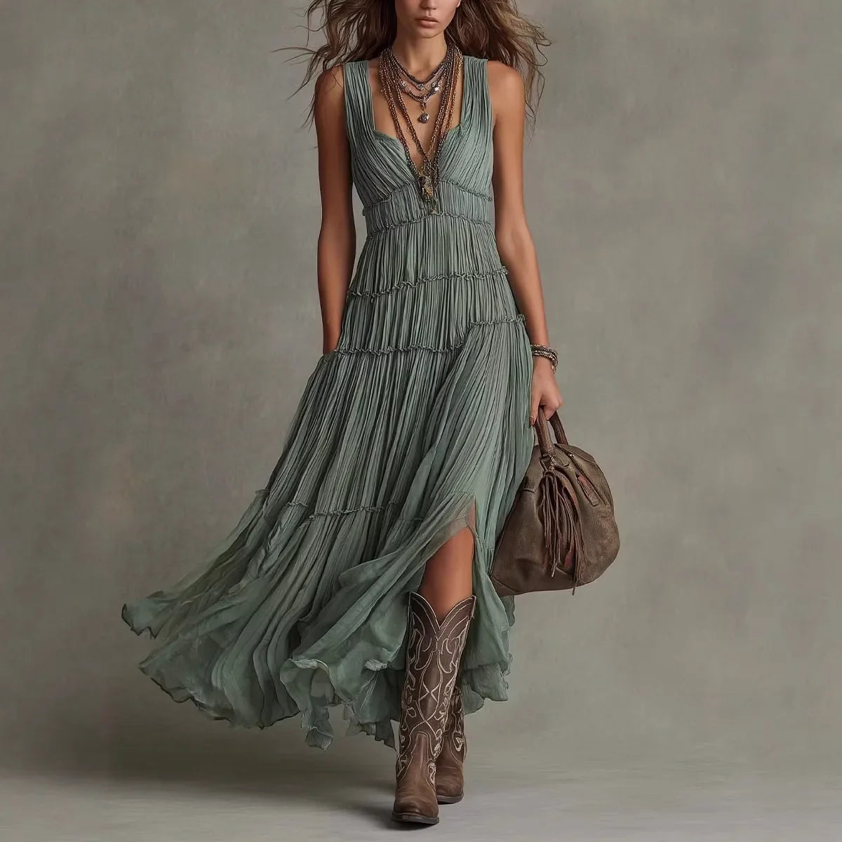 Haven Beck Camille Tiered Boho Maxi Dress for Women
