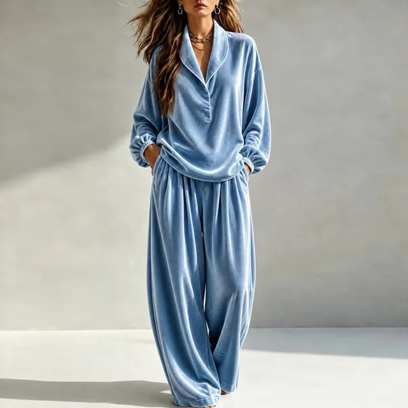 Women's Rosalie Velvet Wide Leg Set