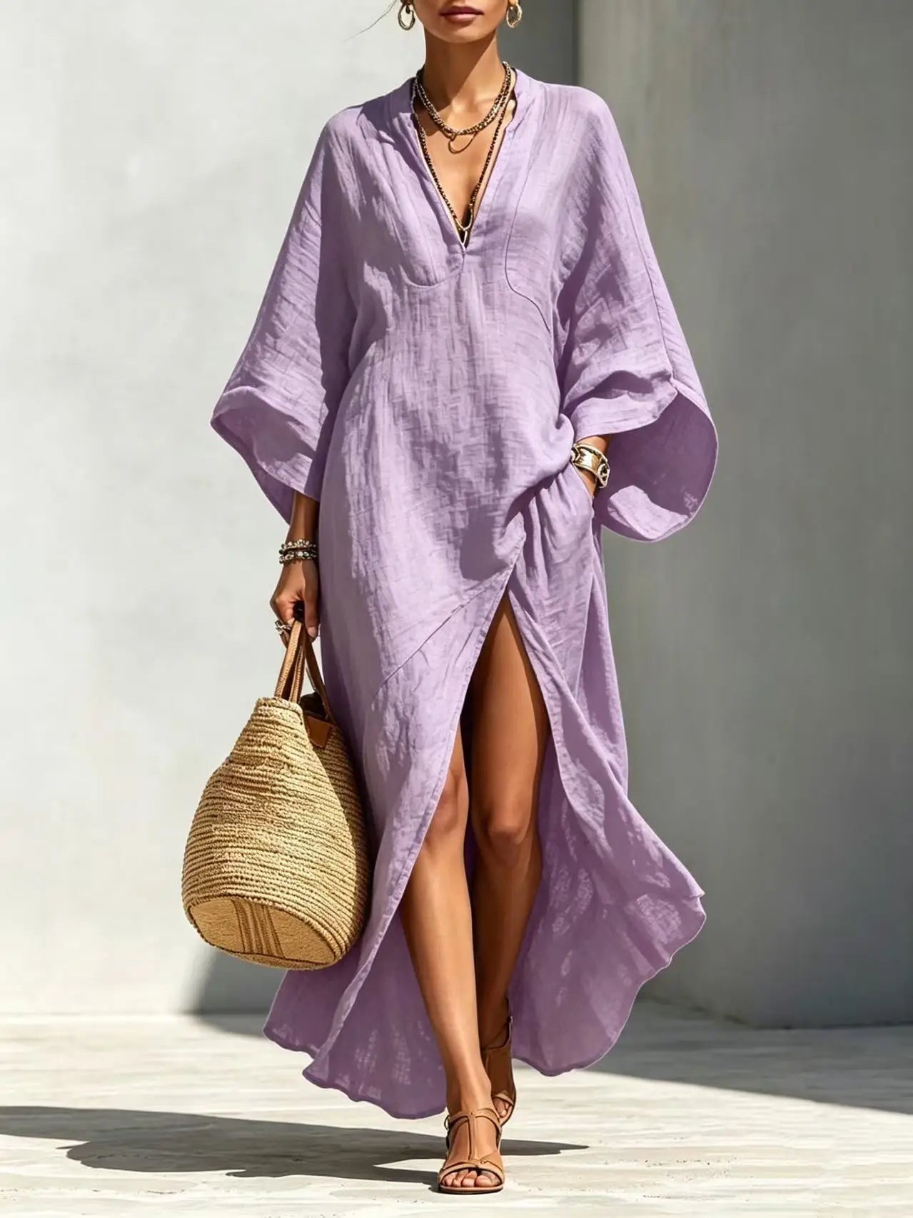 Haven Beck Anastasia High Slit Boho Maxi Dress for Women
