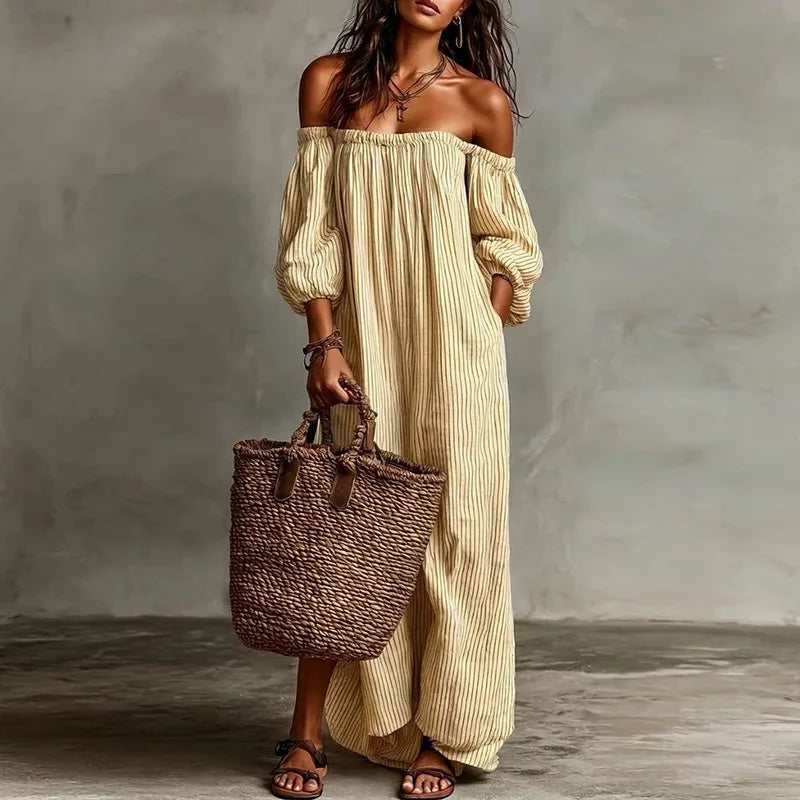 Haven Beck Madison Off-Shoulder Puff Sleeve Maxi Dress