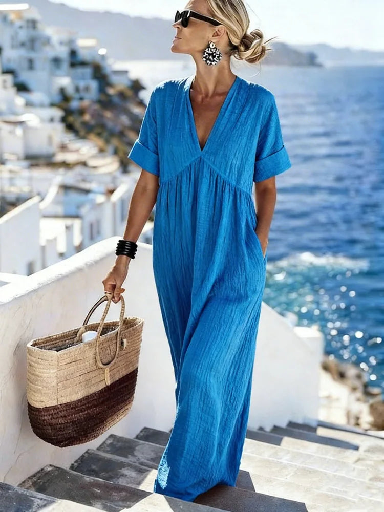 Haven Beck Roselyn V-Neck Maxi Dress Relaxed Fit