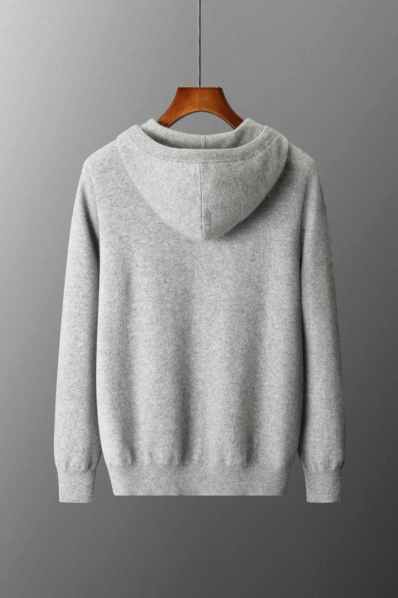 Men's Callum Cashmere Zip-Front Knit Hoodie