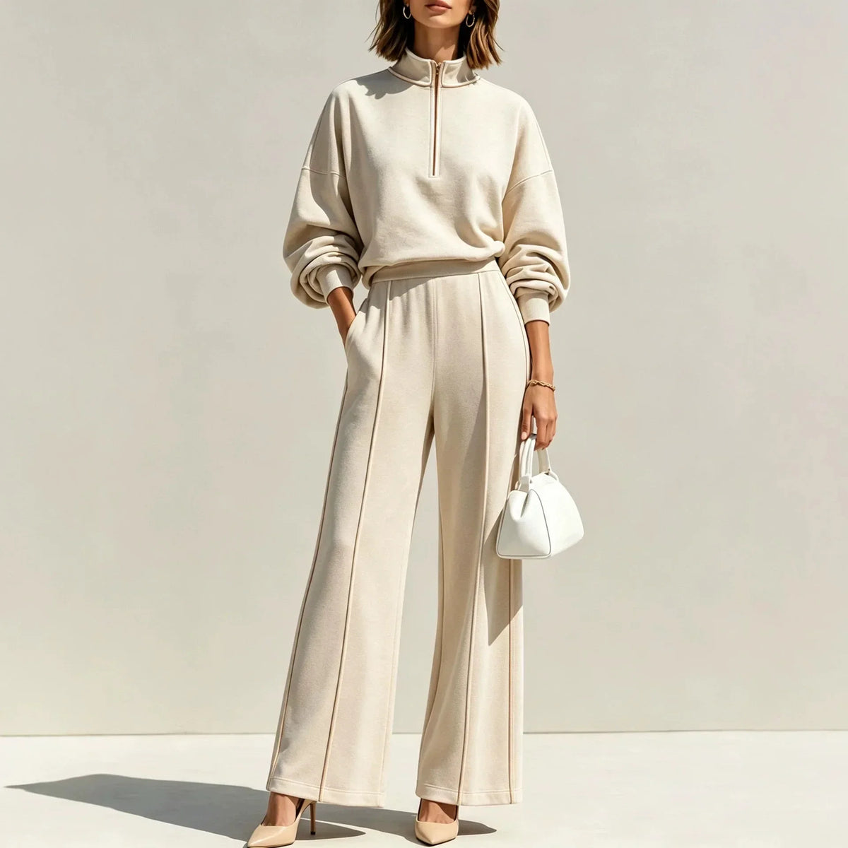 Women's Juniper Half-Zip Tracksuit Stand Collar Wide Leg